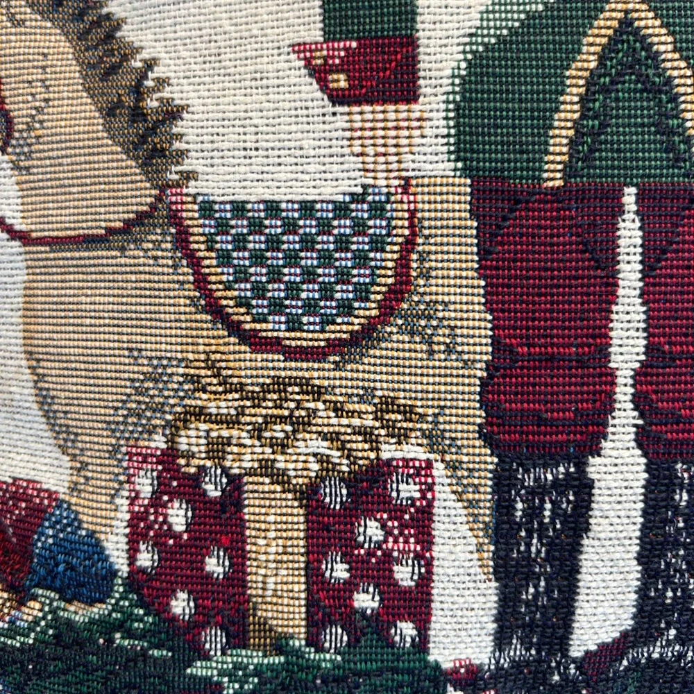 Vintage Riverdale tapestry pillow Christmas nutcracker horse green red cream USA